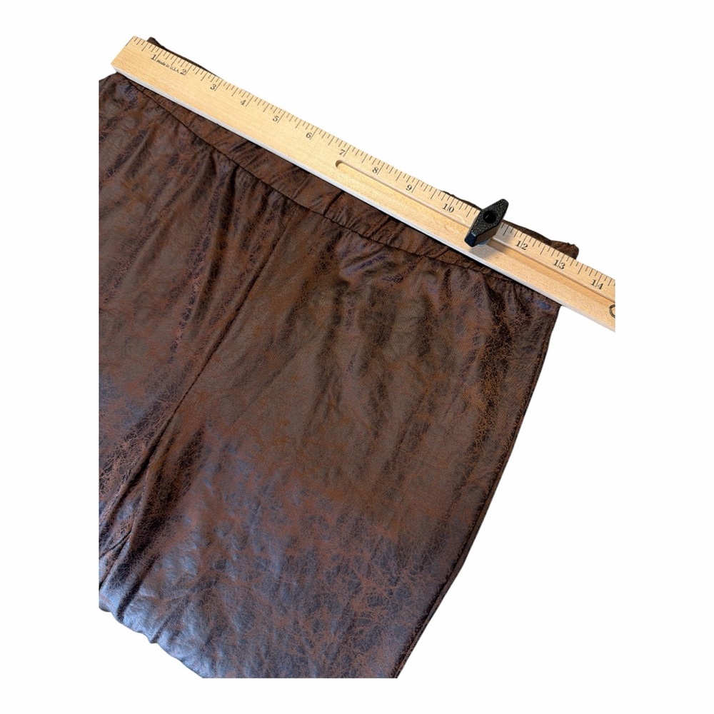 Saints & Hearts Brown Faux Leather Flare Pants Small Y2K Boho Western Festival - Picture 4 of 7
